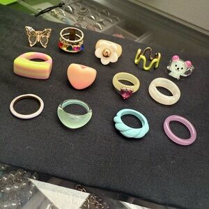 Maximalist Colorful Assorted Rings Set - 13ct